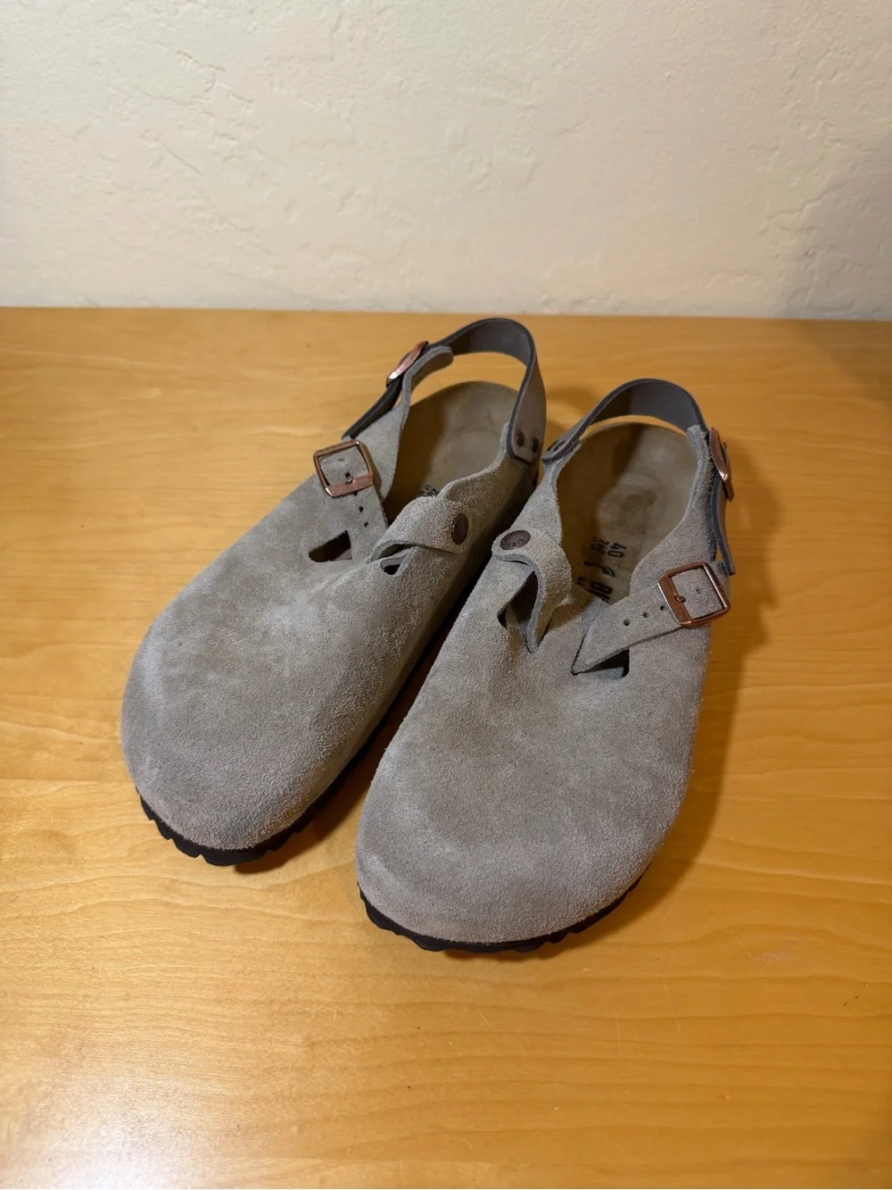 Birkenstock Tokio II Clogs Size 40 260CM Gray Suede Casual Buckle Closure